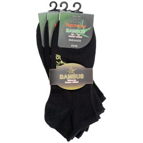 Sneakersocken - Damen und Herren  - Bambus - Schwarz - 3er-Pack