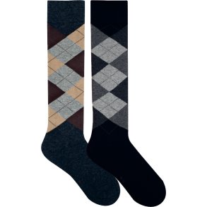 Kniestrmpfe - CLASSIC KARO - 2er-Pack