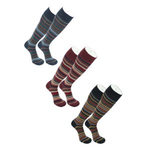 Kniestrmpfe San Giacomo - 70 % Merinowolle  STREIFEN - Glattstrick