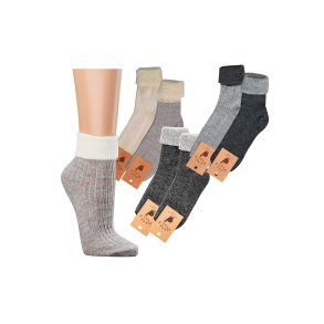 Damen - Wollsocken mit Umschlag - Alpakawolle - 2er-Pack