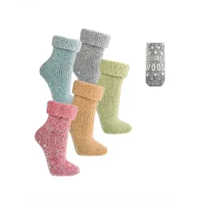 Damen - Wollsocken - ABS - Wowerat - Umschlagrand - 5 feine Farben