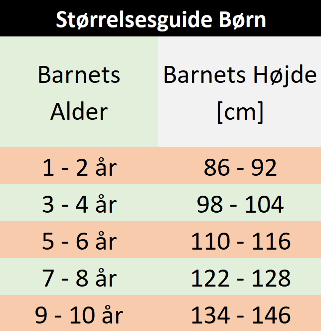 Størrelsesguide Størrelsesguide